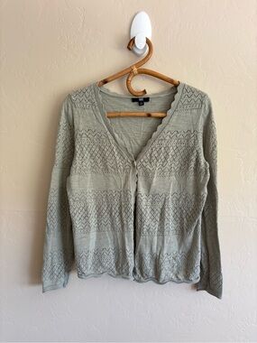 Frye 100% Cotton Seagrass Sage Green Lightweight Cardigan Sweater Size Medium